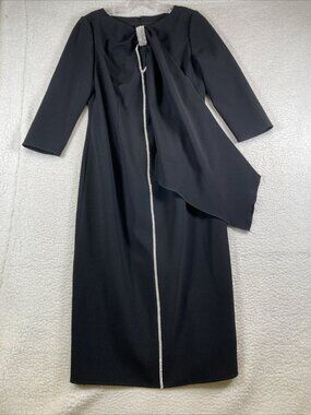 Nina Raynor Crystal Accents Long Black Formal Dress Luxury Wedding Size 10